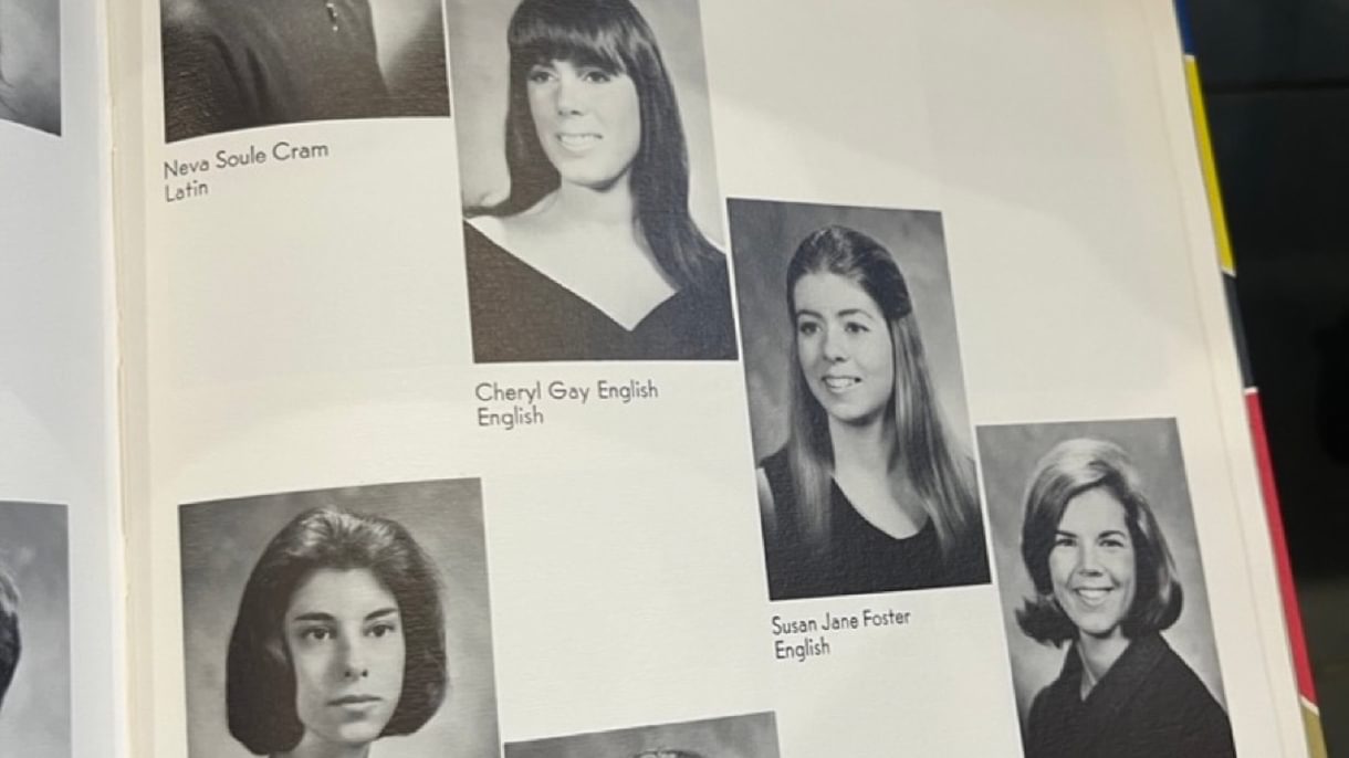 Yearbook spread of black and white portraits