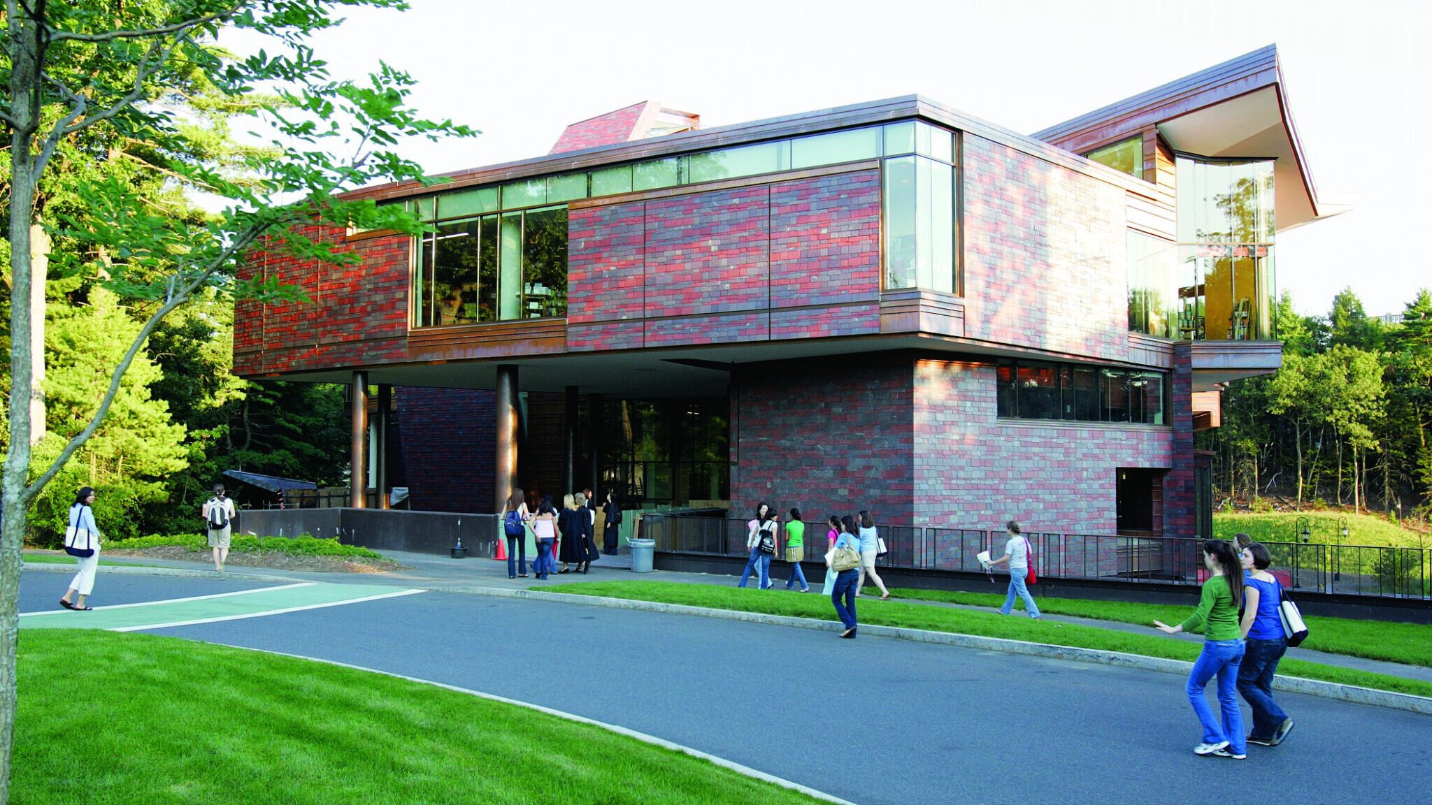 Students walk in front of the Lulu Chow Wang Campus Center