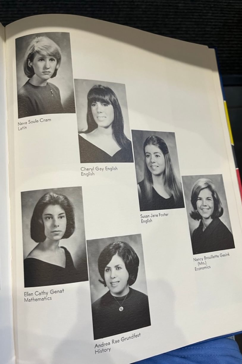 Yearbook spread of black and white portraits