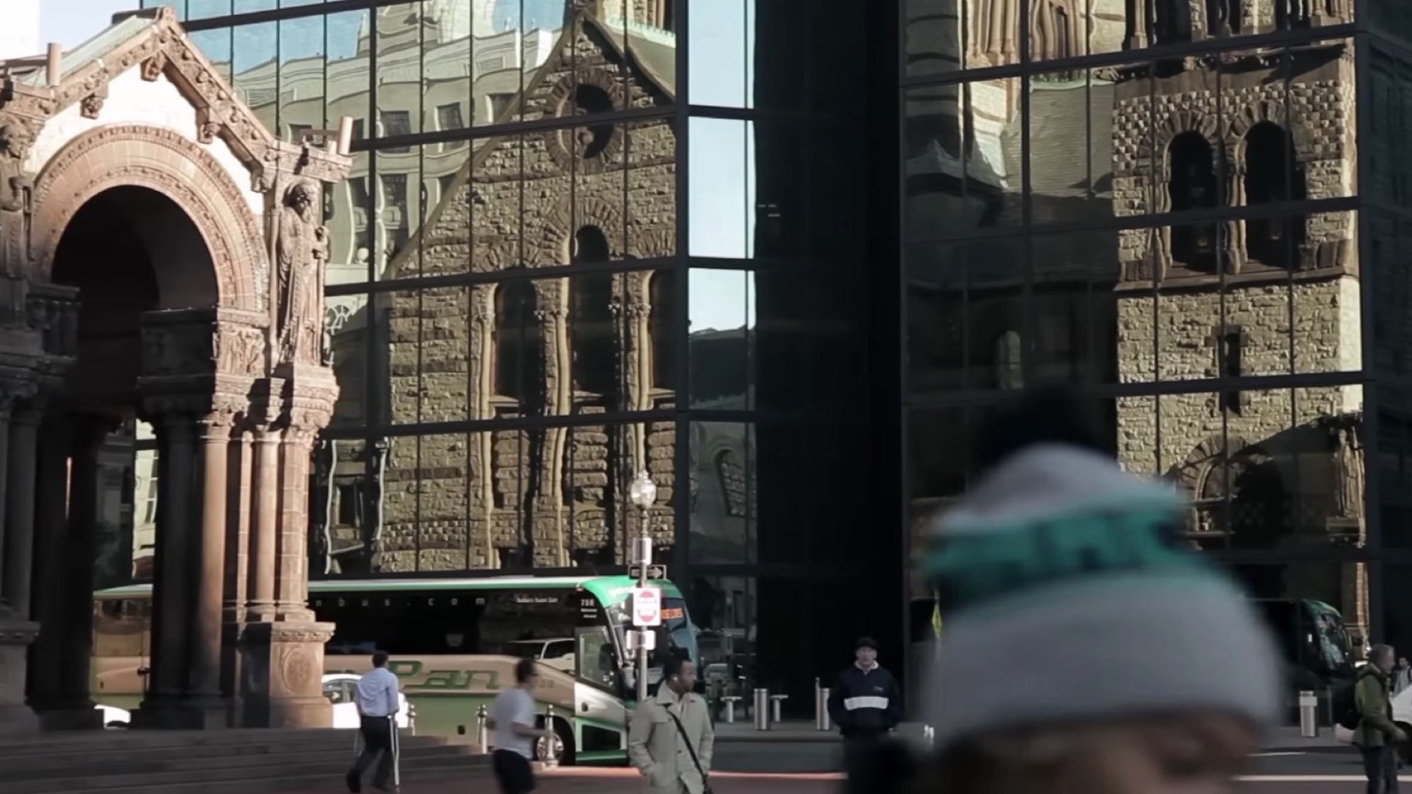 A still image of Copley Square in Boston.