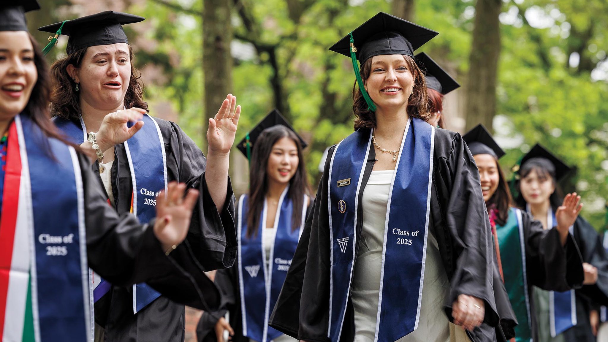 Graduates process by Jewett Arts Center