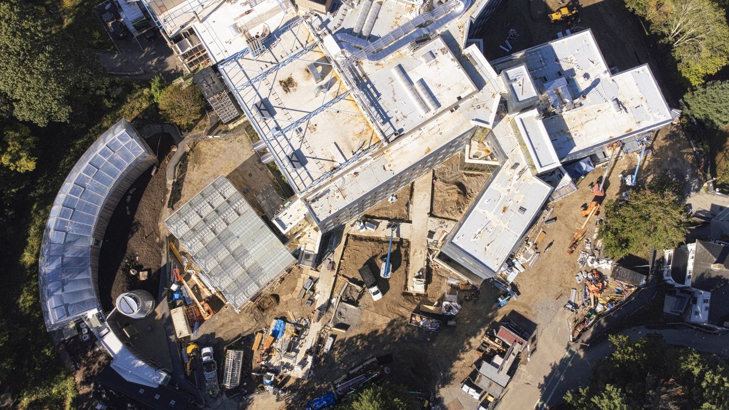 Aerial shot of the Science Complex under construction