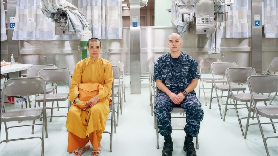 An-My Lê, Patient Admission, US Naval Hospital Ship Mercy, Vietnam, 2010. Archival pigment print, 40 x 56 1/2 inches (101.6 x 143.5 cm). Edition of 5. Courtesy Murray Guy.