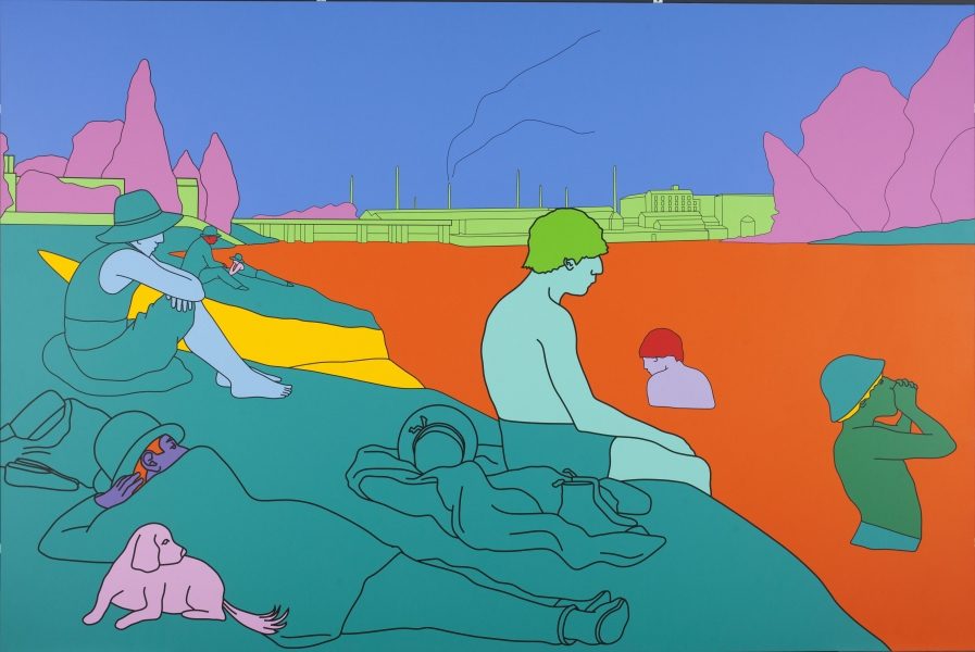 Michael Craig-Martin, Reconstructing Seurat (orange), 2004. Acrylic on aluminum panel, 73 5/8 in. x 110 1/4 in. Extended loan from Mildred Goldsmith Palley (Class of 1978).