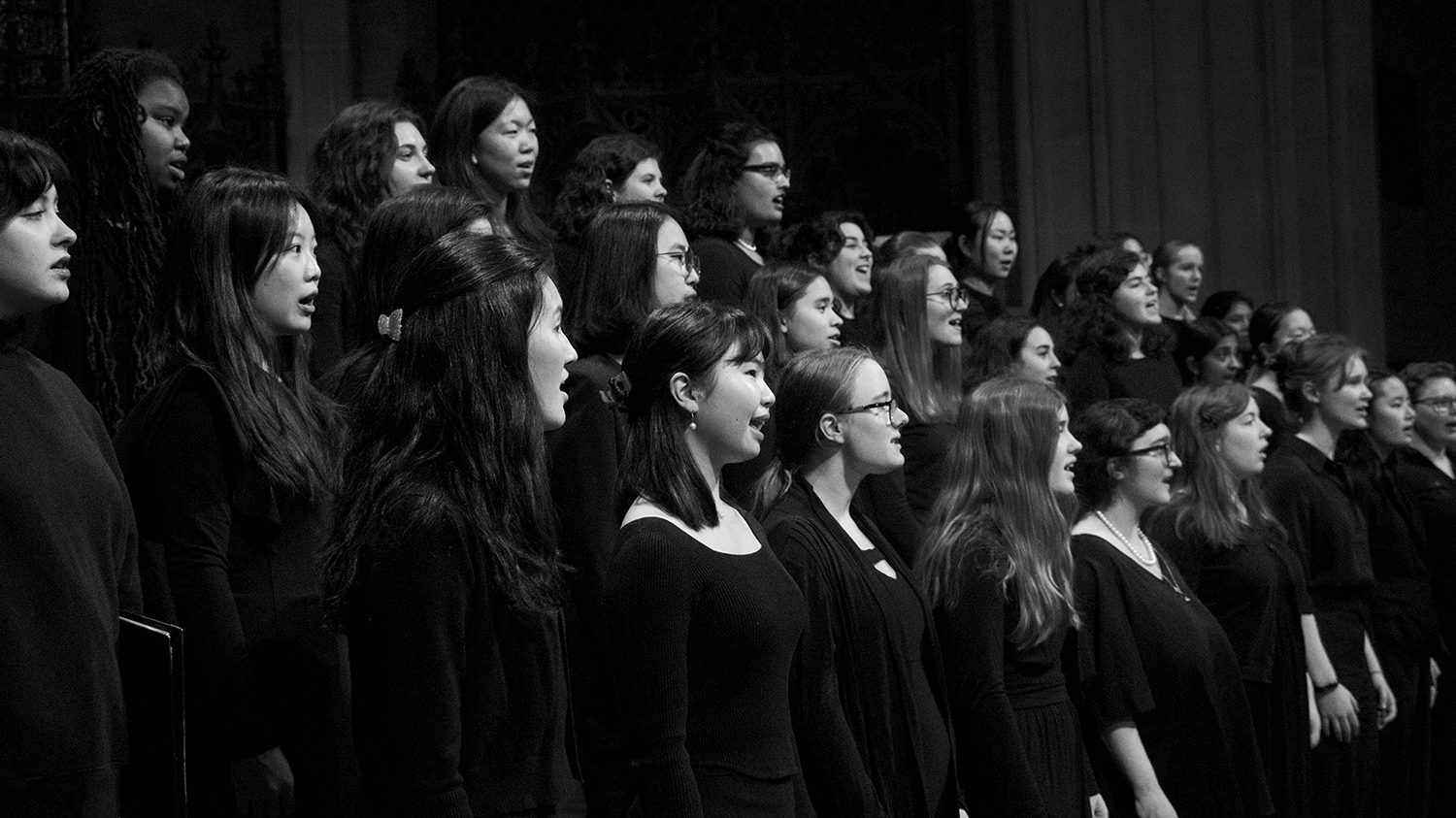 Wellesley College choir singing during a performance