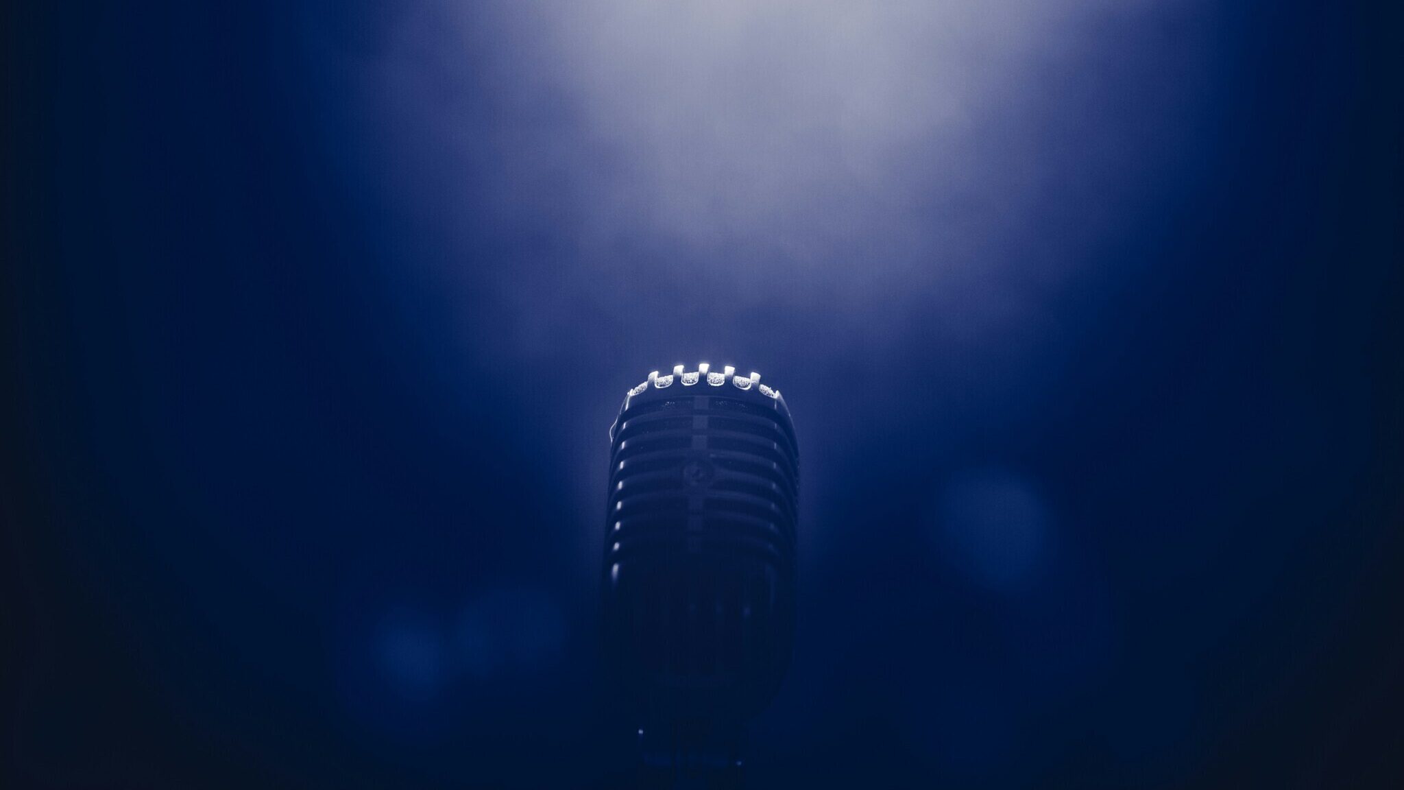 Microphone in misty air and dim lighting