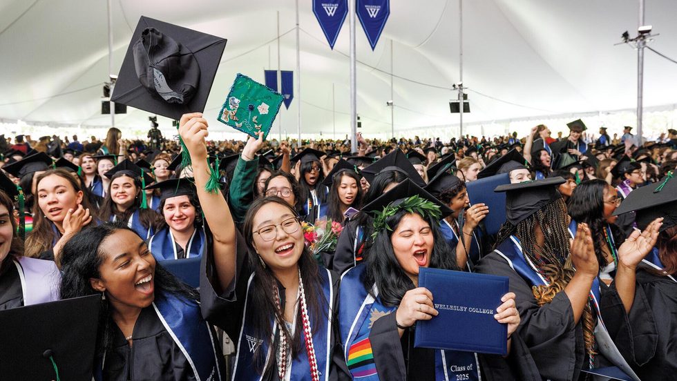 Photo of students processing during commencement