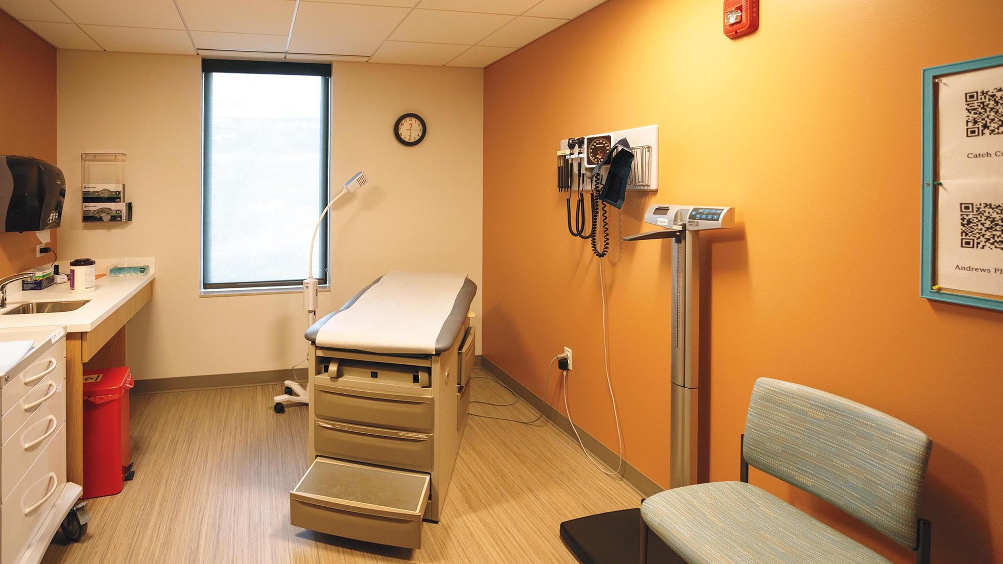 A cheerful medical exam room
