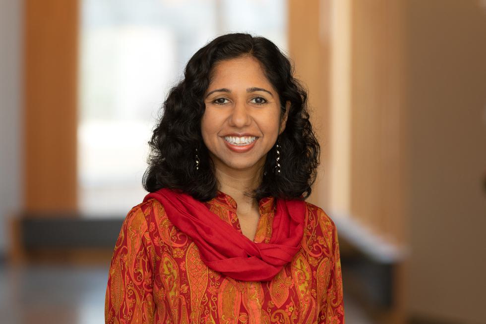 Portrait of Mala Radhakrishnan, professor of chemistry at Wellesley College