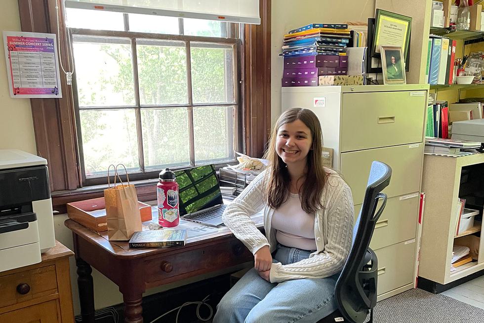 Intern in her office at the Forbes House Museum.