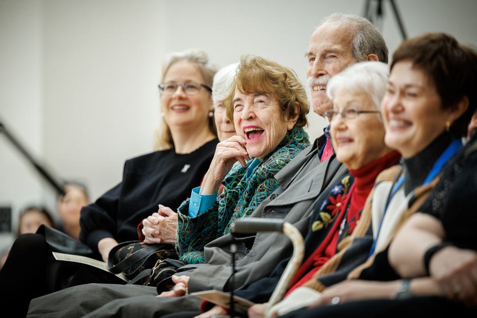 Audience members laugh during the Wellesley Widows concert.
