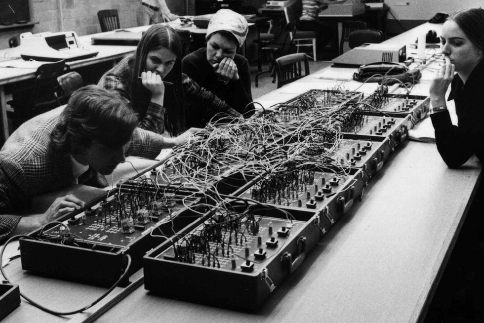 Students at work in a computer science class. May 3