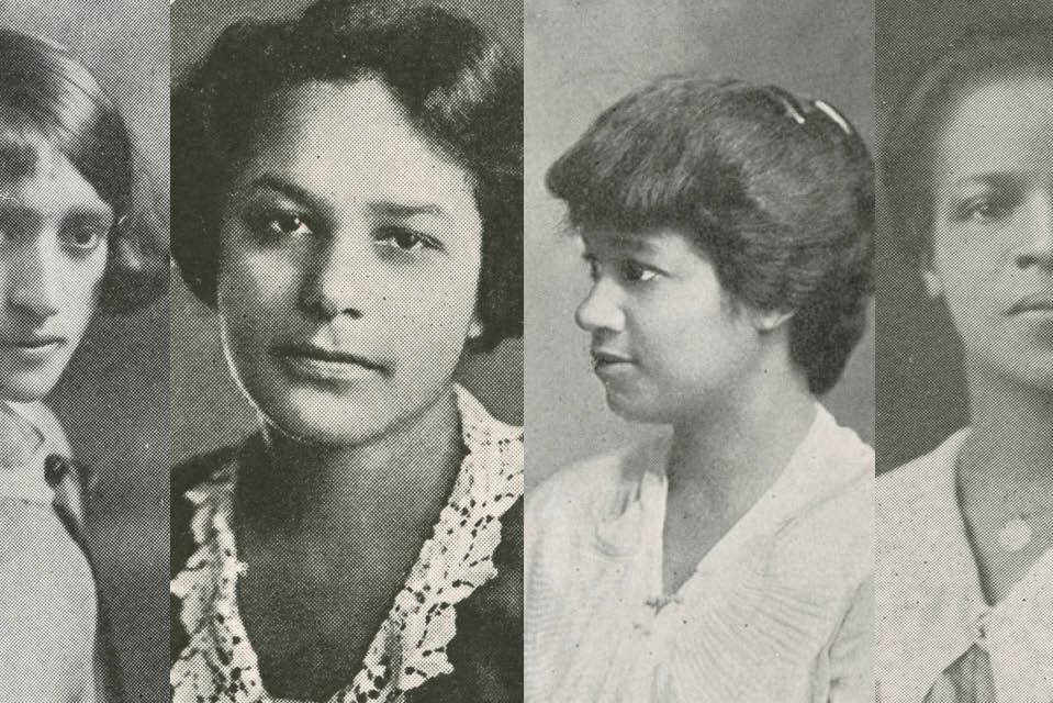 Four black and white portraits of early African American students at Wellesley