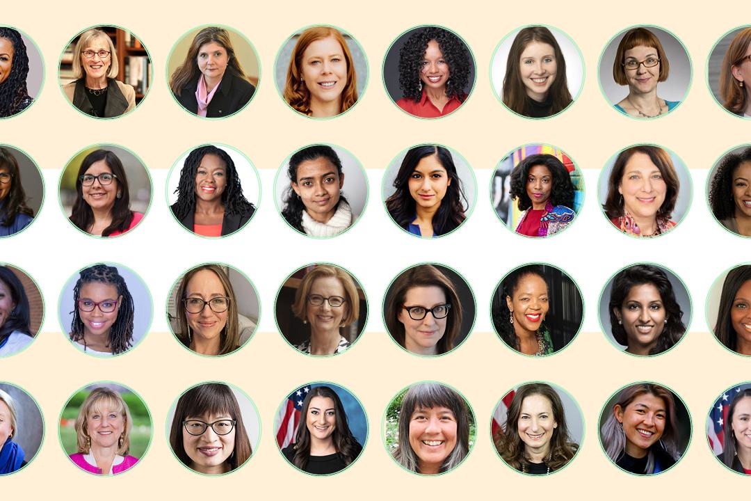 A grid showing the headshots of speakers from the Economy She Deserves Summit