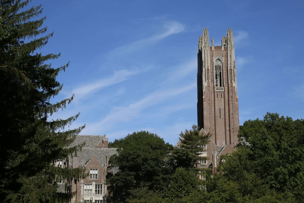 Trees, Green Hall, and Galen Stone Tower