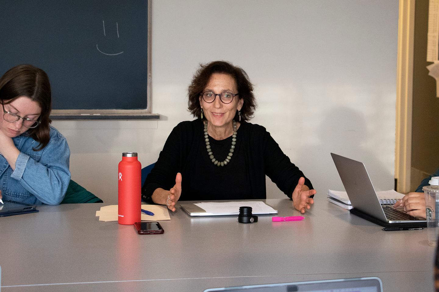 Peggy Levitt teaching a sociology class in fall 2022.