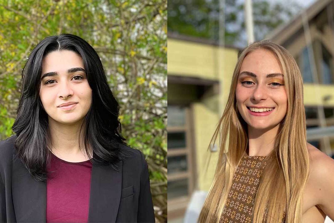 Head shots of Eshika Kaul ’23 and Cora Barrett ’23.