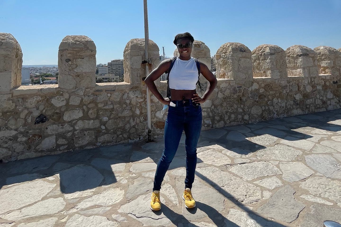 Grace Dodd ’25 poses for a photo in Greece.