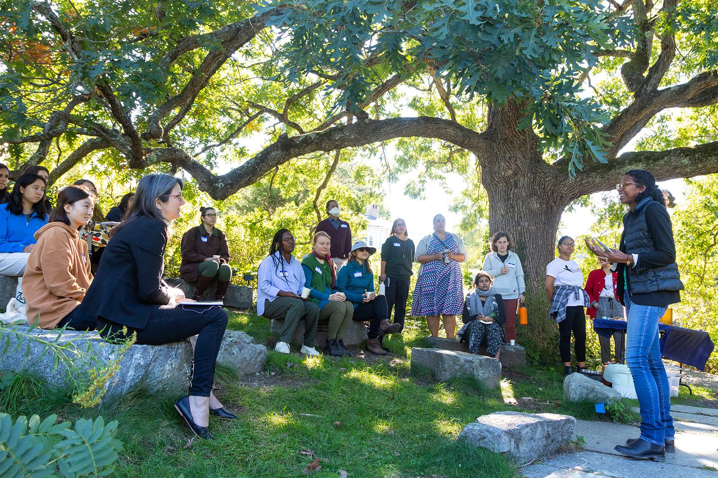Courtney Streett ’09 gave a tour of the Edible Ecosystem Teaching Garden