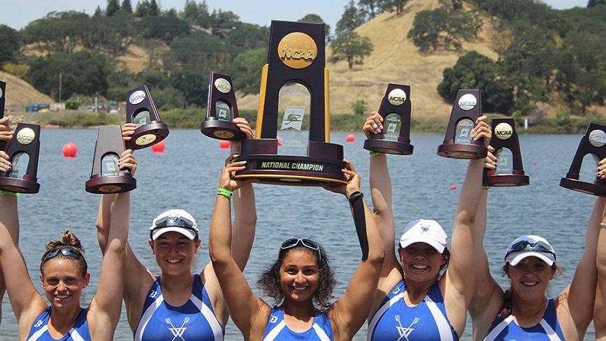 Wellesley College Crew team poses for a photo after winning the NCAA DIII National Rowing Championship